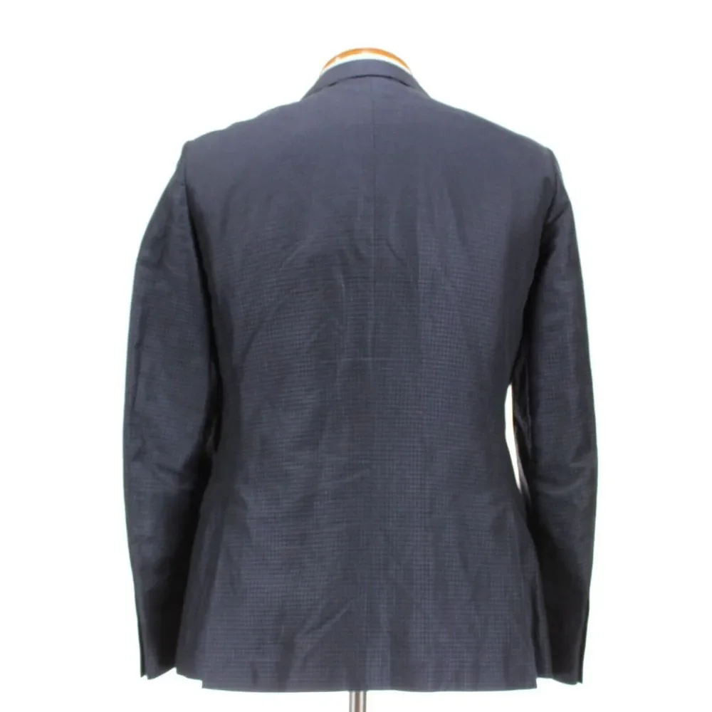 Z Zegna Sport Coat Size 52R 42R US in Dark Blue Degraded Check Linen/Cotton - Picture 4 of 7